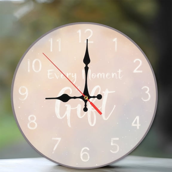 Inspirational Quote Wall Clock Gift Every Moment Is A Gift Home Decor 10-Inch Silent Wooden Wall Clock, Battery Operated (AA Batteries Not Included), Artistic Home Decor