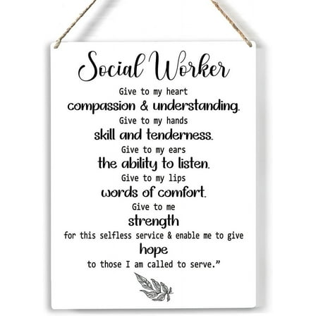 Inspirational Quote Wood Sign Social Worker Wooden Signs Rustic Hanging Plaque Home Wall Art 8x10 Sign Wall Decor for Home Office