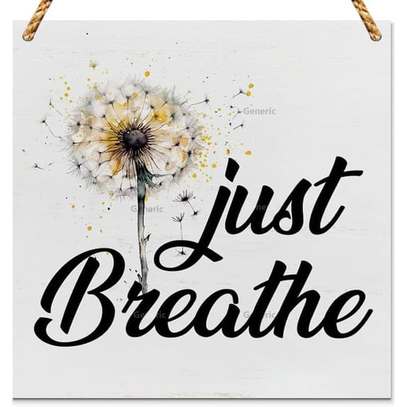 Inspirational Quote Wooden Sign Decor Just Breathe Square Sign Decoration Positive Dandelion Quotes Sign for Home Wood Sign Wooden Wall Decor 5 * 5 inch