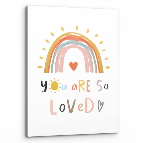 Inspirational Quote You Are So Loved Wall Art,Boho Rainbow Sunshine Print Canvas Painting Artwork Home Teens Girls Boys Bedroom Living Room Nursery Classroom