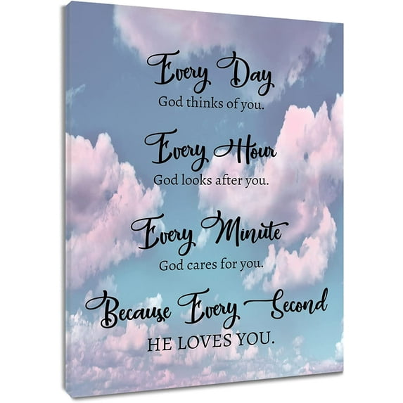 Inspirational Quotes Canvas Framed Wall Art Motivational Words Wall Art for Bathroom Living Room Bedroom Wall Decor Blue Fantasy Sky Print Pictures Boho Home Wall Artwork Ready to Hang 12"x16"