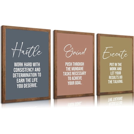 Inspirational Quotes Canvas Wall Art Hustle Execute Success Quotes Posters Prints Uplifting Motivational Positive Office Wall Decor Pictures for Living Room Bedroom Man Cave Decorations unframed