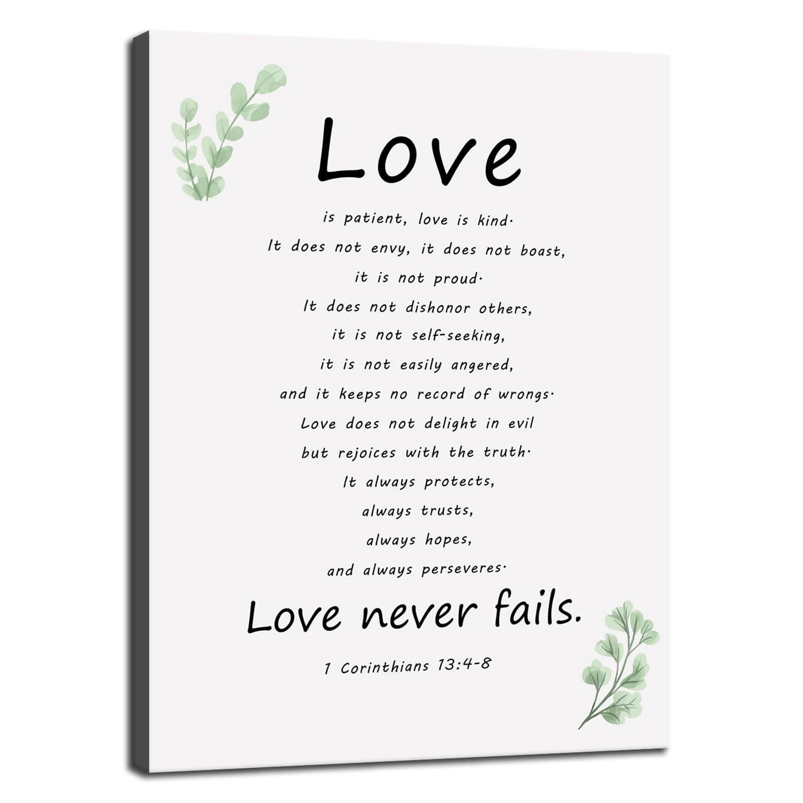 Inspirational Quotes Canvas Wall Art Love is Patient Love is Kind ...