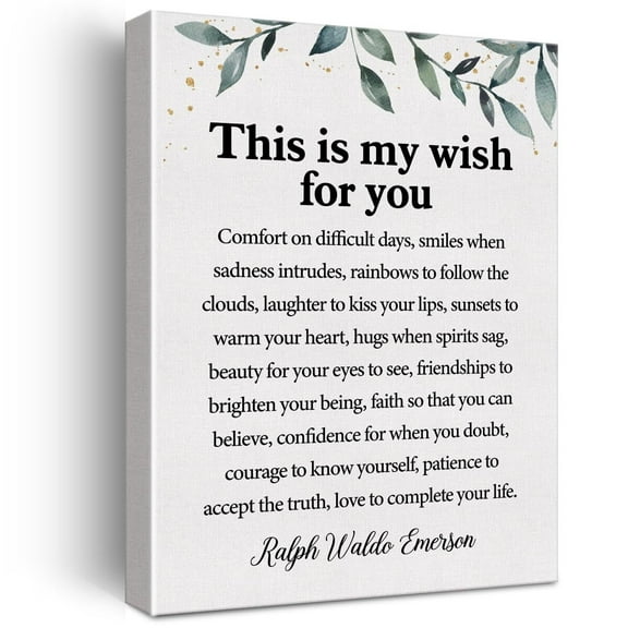 Inspirational Quotes Canvas Wall Art Motivational This is My Wish for You Ralph Waldo Emerson Quote Canvas Print Office Home Wall Decor poster