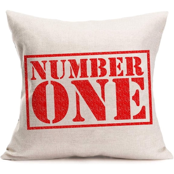 Inspirational Quotes Decorative Cotton Linen Throw Pillow Cases Best Gift for Home Sofa Decor Motivational Red Sign Number One Cushion Covers Standard 18x18 Inches Pillowcase