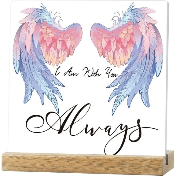 Inspirational Quotes Desk Decor Gift I Am With You Always Home Office Decor Ceramic Plaque Positive Table Sign Encouragement Cheer Up Gift With Wooden Stand for Women Friend Coworker Family