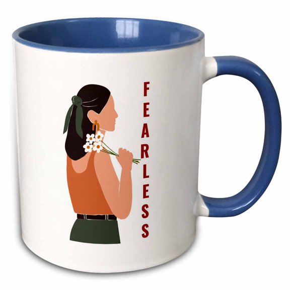 3drose, Inspirational Quotes for Women Fearless, 11oz Two-tone Blue Mug