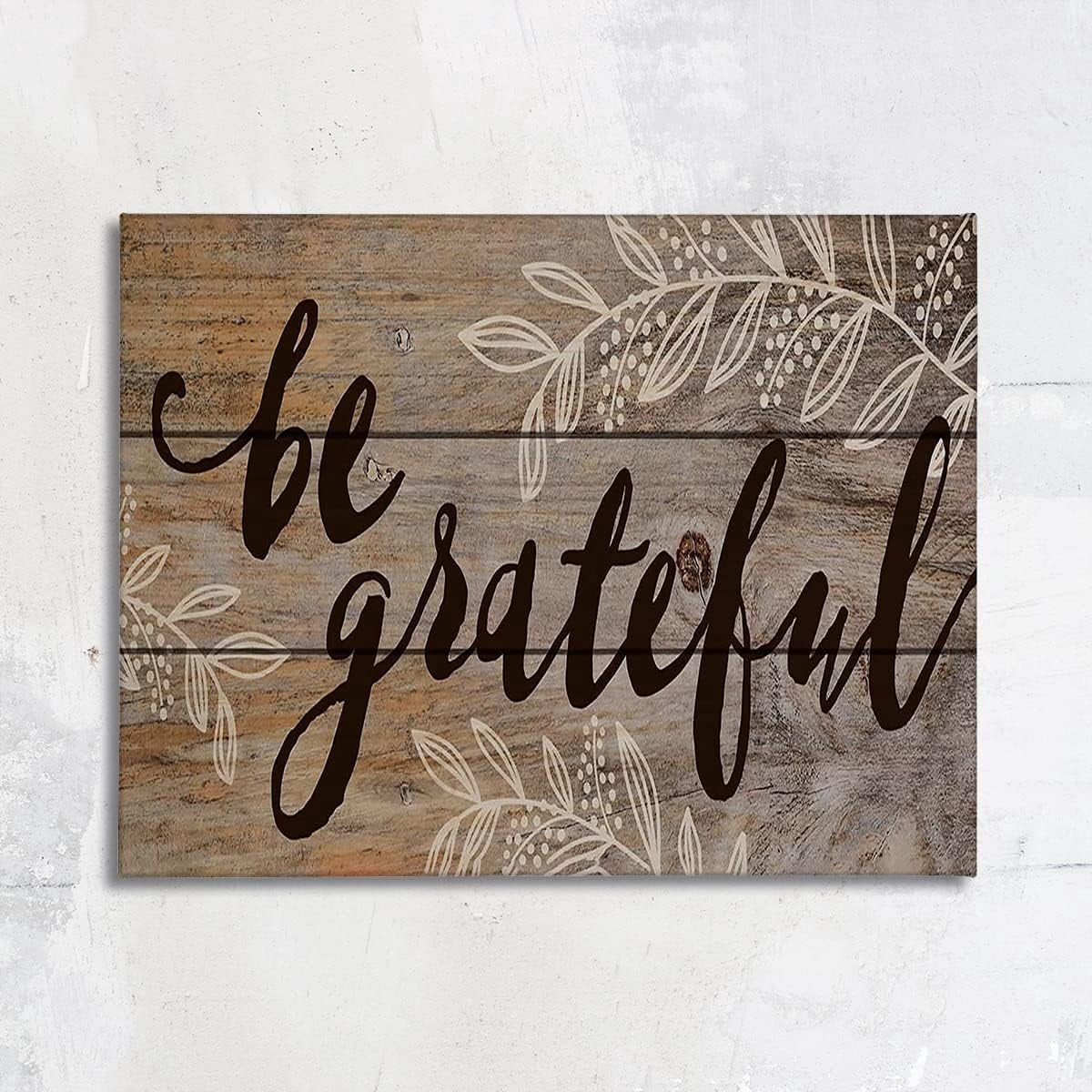 Inspirational Quotes Be Grateful Vintage Floral Canvas Wall Art Prints ...