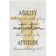 Inspirational Quotes Metal Tin Sign, Motivational Office Wall Decor, 8 x 12 Inch, Gold