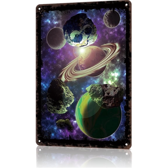 Inspirational Quotes Metal Wall Sign Meteorite Space Galaxy Art 8 x 12 Inch Aluminum Poster for Home Room Office Decor