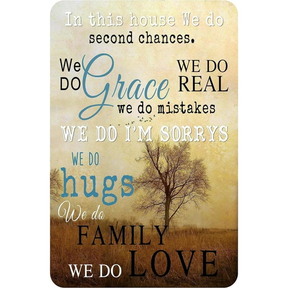 Inspirational Quotes Motivational Family Wall Art Metal Signs Decor For Bedroom Living Room Wall Decor 12"x8"