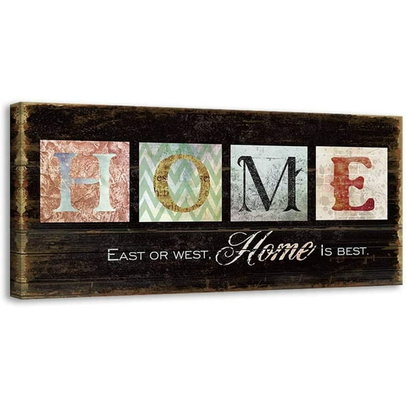 Inspirational Quotes Motto Canvas Wall Art,Family Prints Signs Framed, Retro Artwork Decoration for Bedroom, Living Room, Office & Home Wall Decor (5.5 x 16 inch, Family)