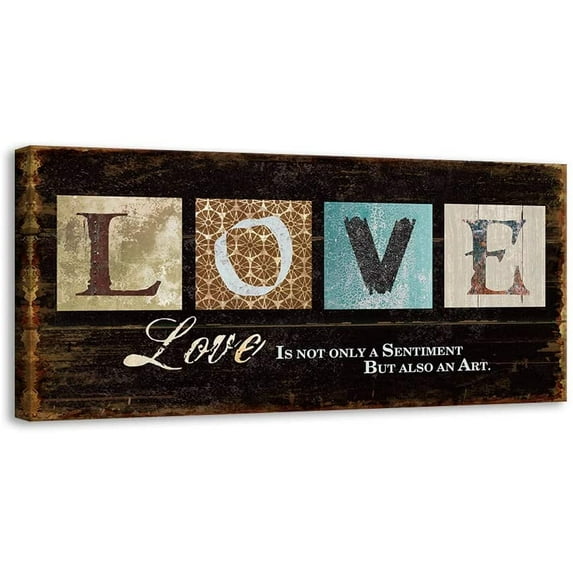 Inspirational Quotes Motto Canvas Wall Art,Family Prints Signs Framed, Retro Artwork Decoration for Bedroom, Living Room, Office & Home Wall Decor (5.5 x 16 inch, Family)