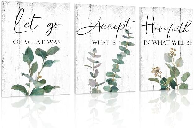 Inspirational Quotes Office Wall Art: Let Go Accept Have Faith 3 Piece ...