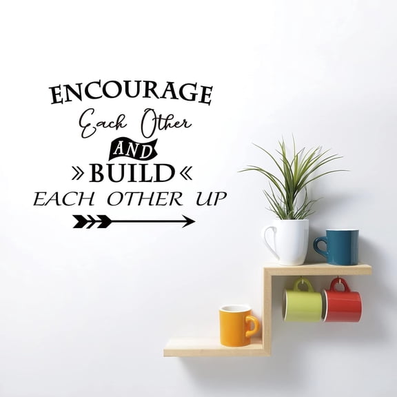 Inspirational Quotes PVC Wall Sticker "Encourage Each Other" Quotes Wall Decal Arrow Patten Vinyl Wall Art for Living Room Bedroom Classroom Office Decoration 15"x23" colorful