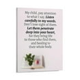thumbnail image 1 of Inspirational Quotes Proverbs 4 20-22 Wall Art Bible Poetry Verses Framed Canvas Wall Art for Home Living Room Farmhouse Wall Decor Poster 16x20inch(40x50cm), 1 of 5