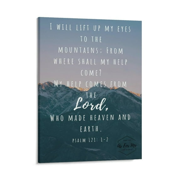Inspirational Quotes Psalm 121 1-2 Wall Art Bible Poetry Verses Framed Canvas Wall Art for Home Living Room Farmhouse Wall Decor Poster 08x10inch(20x25cm)