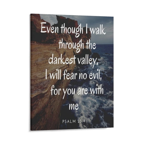 Inspirational Quotes Psalm 23 4 Wall Art Bible Poetry Verses Framed Canvas Wall Art for Home Living Room Farmhouse Wall Decor Poster 11x14inch(28x35cm)