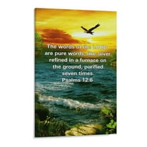 Inspirational Quotes Psalms 12 6 Wall Art Bible Poetry Verses Framed Canvas Wall Art for Home Living Room Farmhouse Wall Decor Poster 11x17inch(28x43cm)