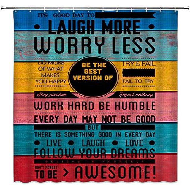 Inspirational Quotes Shower Curtain Motivational Happiness Quotes Words