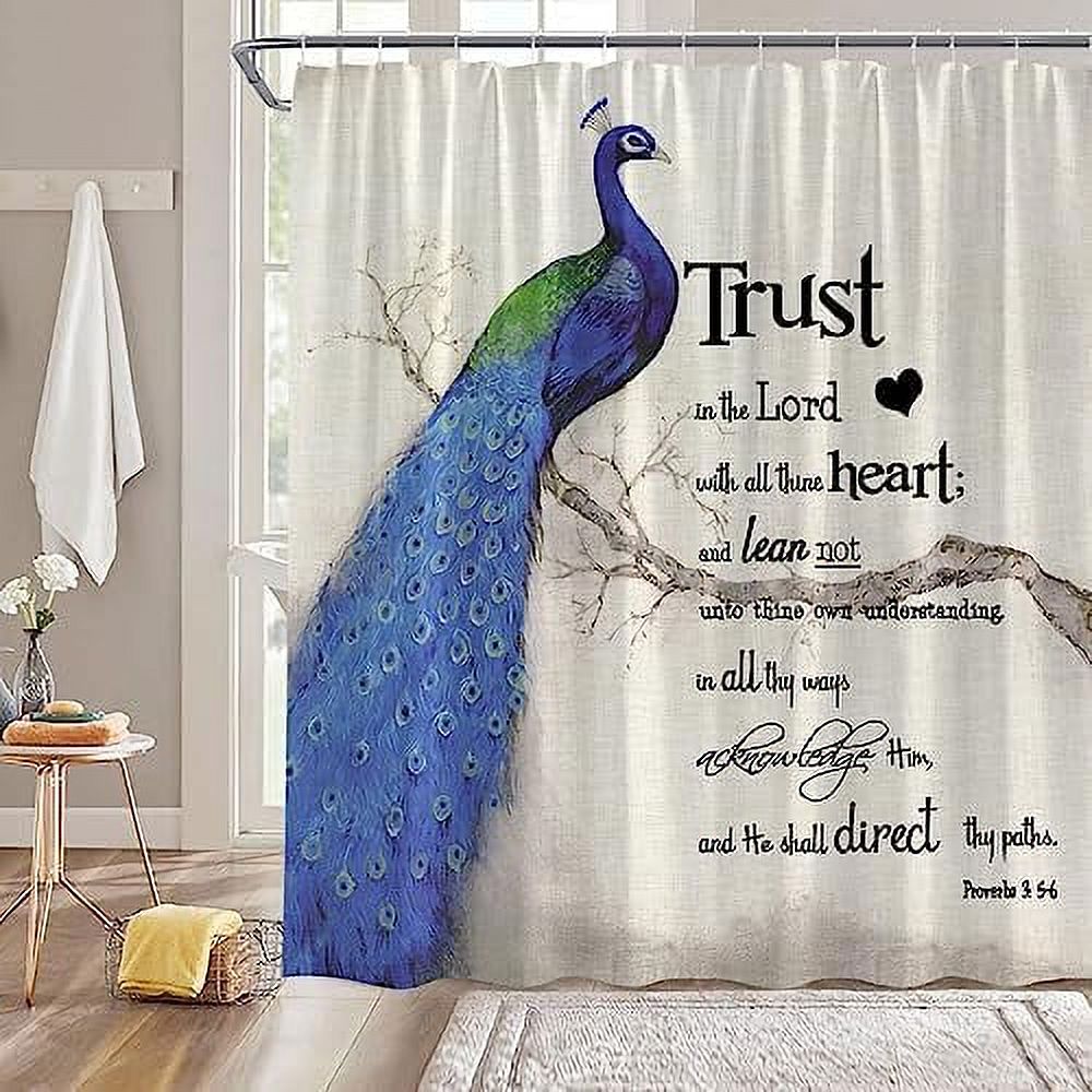 Inspirational Quotes Shower Curtain Trust in The Lord with All Thine
