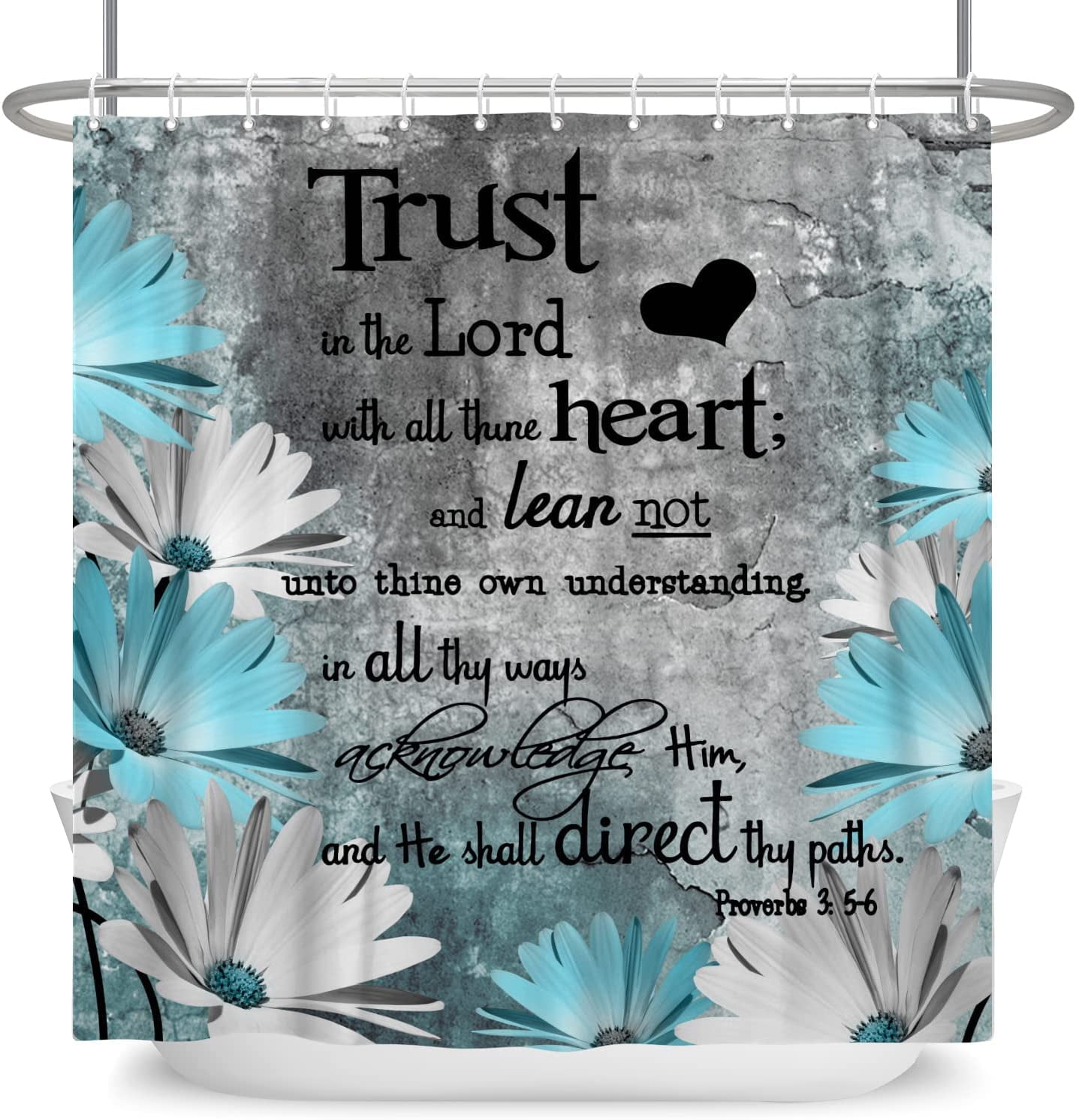 Inspirational Quotes Shower Curtain Trust in The Lord Shower Curtain