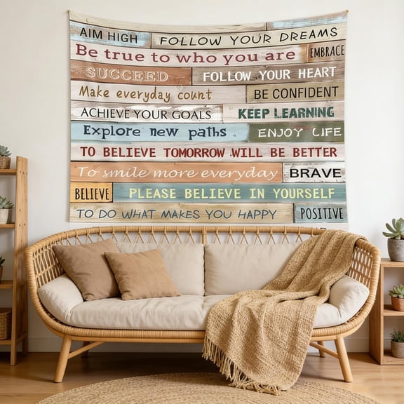 Inspirational Quotes Tapestry Wall Hanging, Motivational Tapestry Positive Words Letters Sayings Tapestry Rustic Farmhouse Tapestry for Office, Encouraging Work Life Tapestry for College Dorm (40X30)