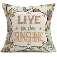 thumbnail image 1 of Inspirational Quotes Throw Pillow Case Flower Leaves Decorative Cotton Linen Cushion Covers Standard 18x18 Inches Home Living Room Decor Pillowcases, Live in The Sunshine, 1 of 4