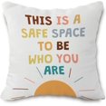 thumbnail image 1 of Inspirational Quotes Throw Pillow Cover, This is a Safe Space, Sofa Home Bed Decor Mental Health Couch Case, 18 x 18 Inches Pillowcase for Psychology Counseling Therapy Office Bedroom Living Room -03, 1 of 5