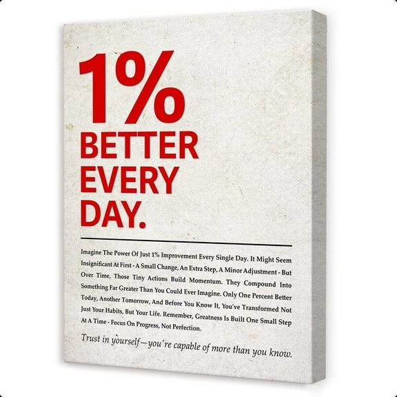 Inspirational Quotes Wall Art,1% Better Every Day Positive Motivational Canvas Wall Decor for Office Home