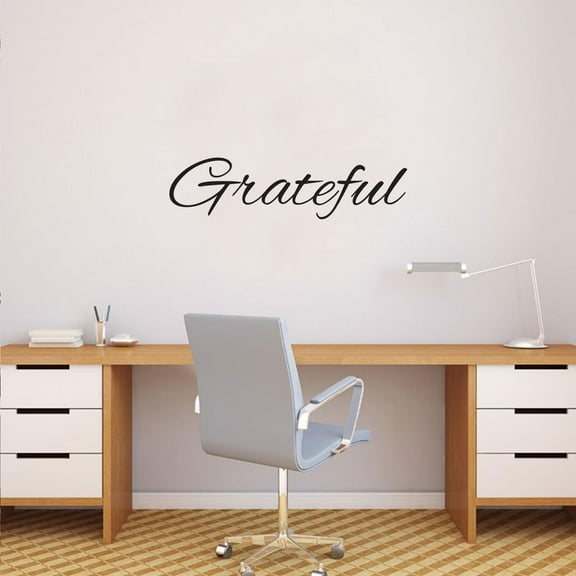 Inspirational Quotes Wall Art Decal - Grateful Vinyl Lettering Words - 6" x 40" Motivational Sayings Home Decor Living Room Kitchen Bedroom - Removable Sticker Decals