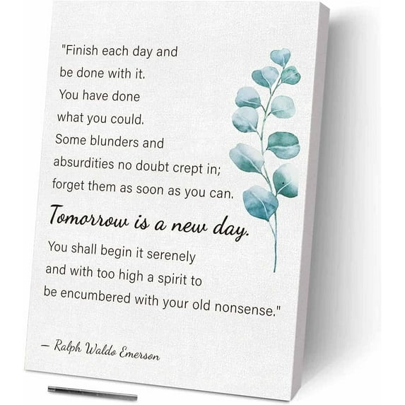 Inspirational Quotes Wall Art for a Fresh Start - Finish Each Day Quote by Ralph Waldo Emerson - Encouraging Encouragement Gifts for Women, Motivational Gifts Empowering Cheer Up Gifts
