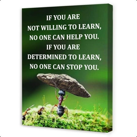 Inspirational Quotes Wall Art,If You Are Not Willing to Learn Wall Decor,Motivational Wall Decor,Ant Positive Canvas Wall Art for Office Living Room Bedroom