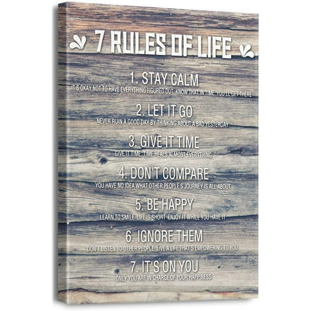 Inspirational Quotes Wall Art for Office 7 Rules of Life Motivational Poster Canvas Prints Framed Positive Affirmations Wall Decor \u200bModern Home Artwork 12" x 16"