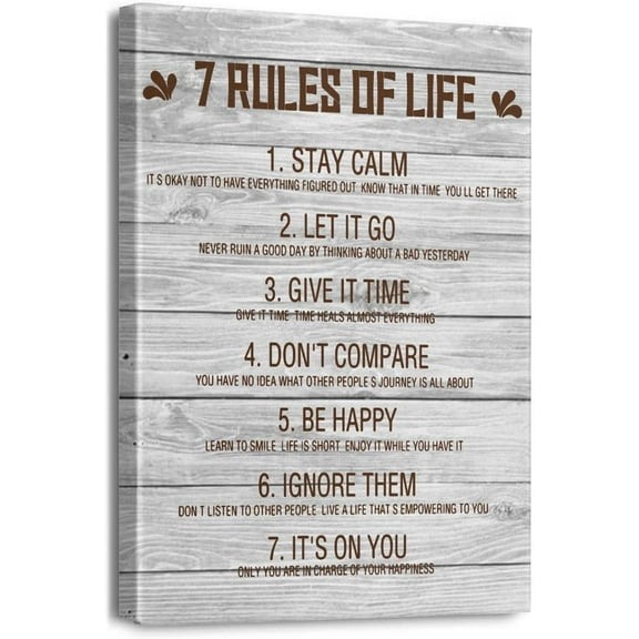 Inspirational Quotes Wall Art for Office 7 Rules of Life Motivational Poster Canvas Prints Framed Positive Affirmations Wall Decor \u200bModern Home Artwork 12" x 16"