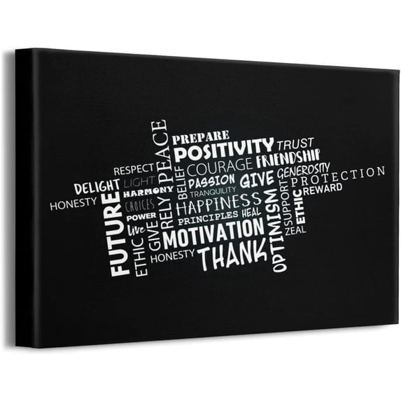 Inspirational Quotes Wall Art for Office Gym Motivational Poster Office Wall Decor Canvas Prints Framed Picture Positive Affirmations Wall Decor for Living Room 16" x 12"