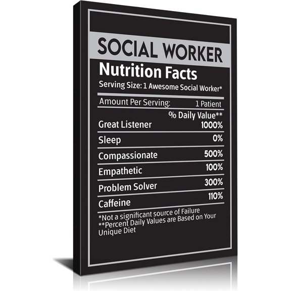 Inspirational Quotes Wall Art Positive Affirmations Wall Decor Social Worker Nutrition Facts Wall Decor Motivational Canvas Quotes Wall Art Inspiring Wall Art for Office Decor (12''''Wx18''''H)