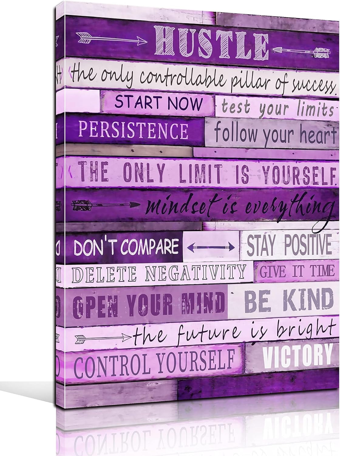 Purple Motivational Quote Canvas Wall Art with Wood Frame