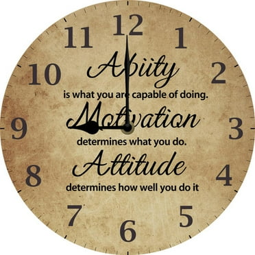 Inspirational Quotes Wall Clock Ability Motivation Attitude, Positive Quote Decor Clock for School Classroom Teen Dorm Room, Birthday Gift 10 Inch Silent Non-Ticking Battery Operated