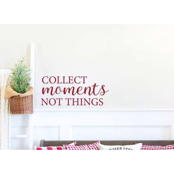 Inspirational Quotes Wall Decal - Collect Moments Not Things Inspirational Sayings Wall Decals - Die-Cut Vinyl Wall Art - Family Wall Decals - Wall Decals Quotes Motivational, 23x10-Inch, Red