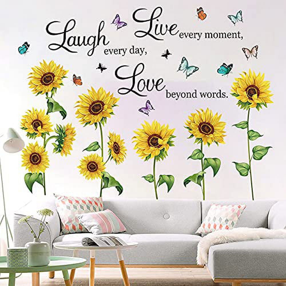 Inspirational Quotes Wall Decals Giant Sunflower Wall Stickers