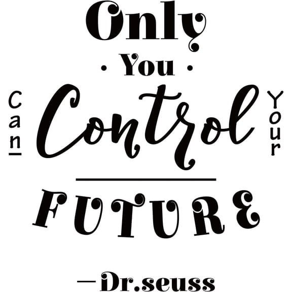 Inspirational Quotes Wall Decals Removable Motivational Vinyl Wall Stickers Only You Can Control Your Future Letter Wall Decor for DIY Office Classroom Home Wall Sticker Vinyl Transfer