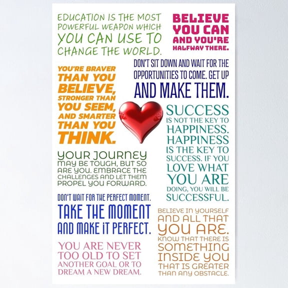 Inspirational Quotes Wall UNFRAMED Poster UNFRAMED Poster, 12x18