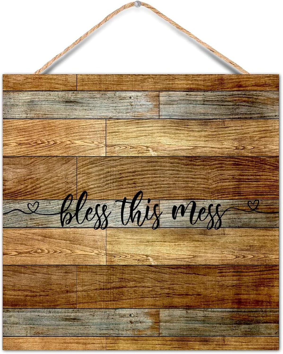 Inspirational Quotes Wood Sign Encouragement Quote Christian Saying Bless This Mess Retro Wooden ...