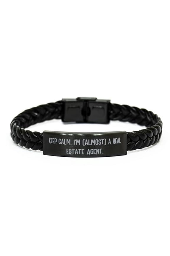 Inspirational Real estate agent Braided Leather Bracelet, Keep,), Nice Gifts for Men Women from Friends, Birthday Unique Gifts, Real estate agent gifts, Cheap real estate agent gifts, Inexpensive real