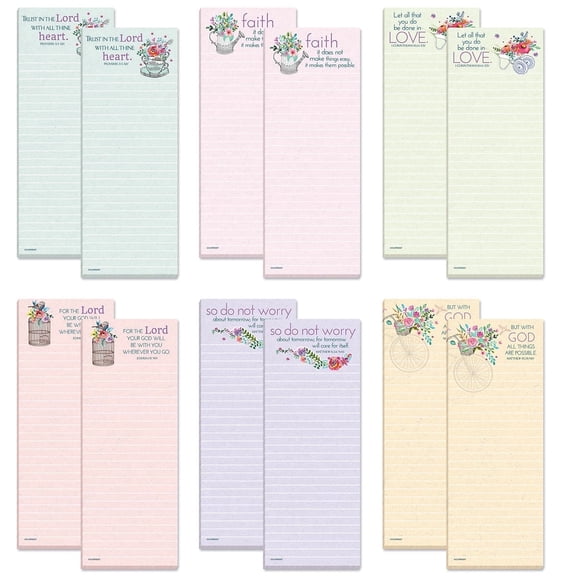 Inspirational Religious Magnetic Notepad‚ Set of 12, 30-Sheet Pads, 2.5 x 6.5"