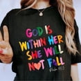 thumbnail image 1 of Inspirational Religious - Themed Printed Tee,Features "GOD IS WITHIN HER SHE WILL NOT FALL" Text Design, Round Neck Regular Fit T - shirts, Size(S - 5XL), 1 of 5