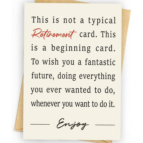 Inspirational Retirement Card – "Not a Typical Retirement Card" – Perfect for Celebrating New Beginnings – Blank Inside with Envelope Included