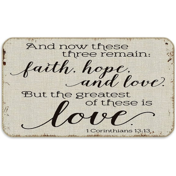 Inspirational Saying Faith Hope and Love Bible Themed Mats for Front Door Entry Front Porch Doormat Non-Slip Carpet Rugs Floor Mat Decorative for Home Bathroom Kitchen Indoor 16x24 Inch