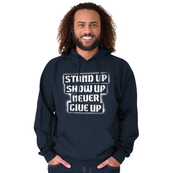 Inspirational Saying Stand Up Show Up Unisex Plus Fleece Graphic Hoodie Brisco Brands 4X